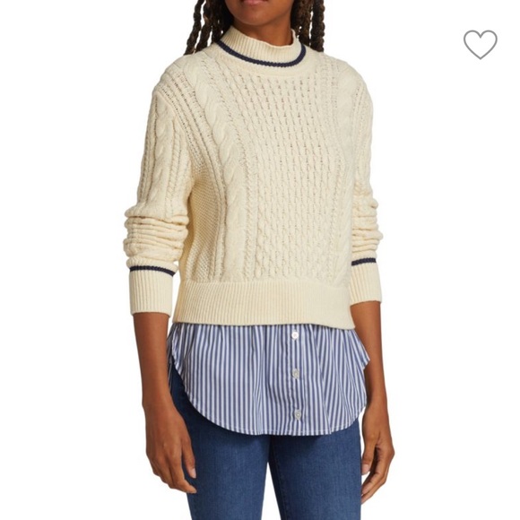 Veronica Beard Fritz Mixed Media High Neck Cable Knit Sweater‎ Size XS - Picture 1 of 4